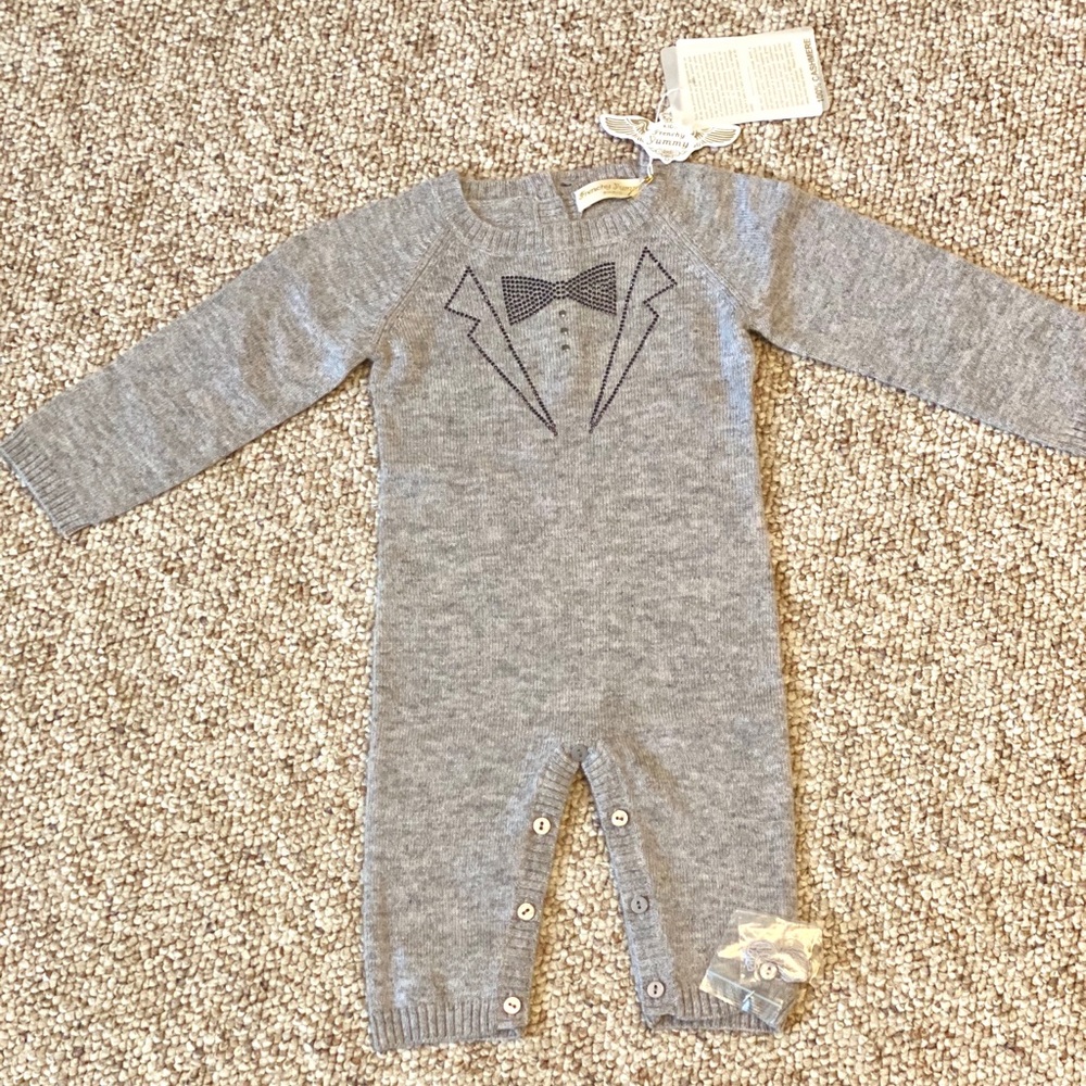 French Yummy Cashmere Tuxedo Baby Overall